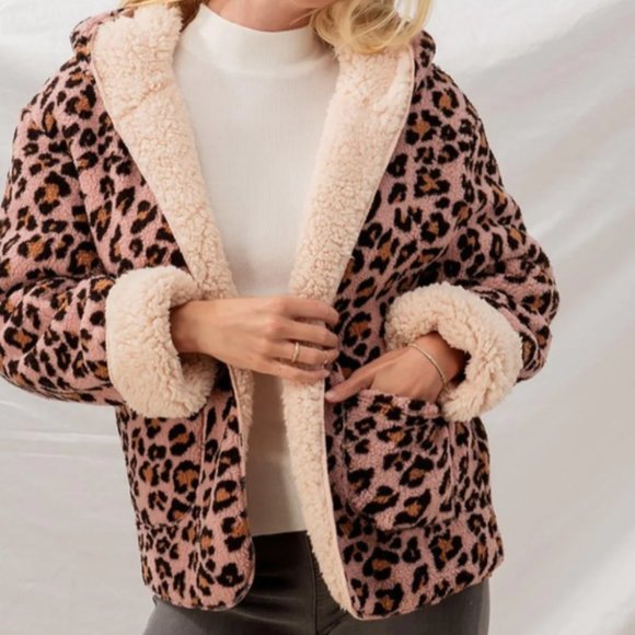 Love Tree Jackets & Blazers - Mauve Cheetah Sherpa Jacket/NWT/L